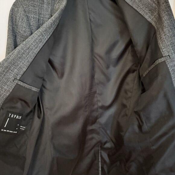 Topman Crosshatch Gray Blazer Men’s 36R Slim Fit 2-Button Jacket - Picture 7 of 10